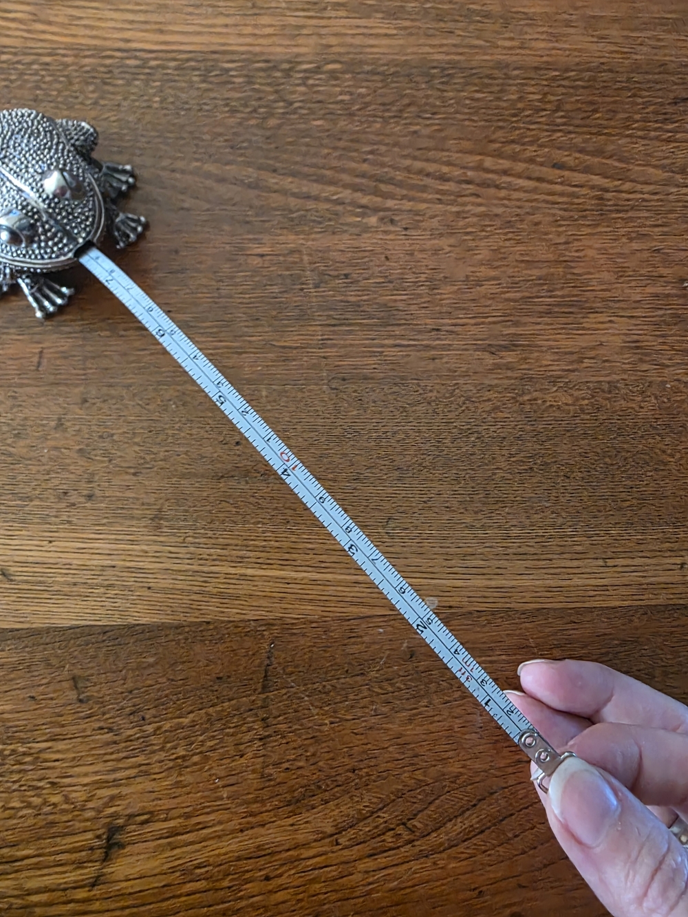 Vintage Silver Frog Retractable Measuring Tape